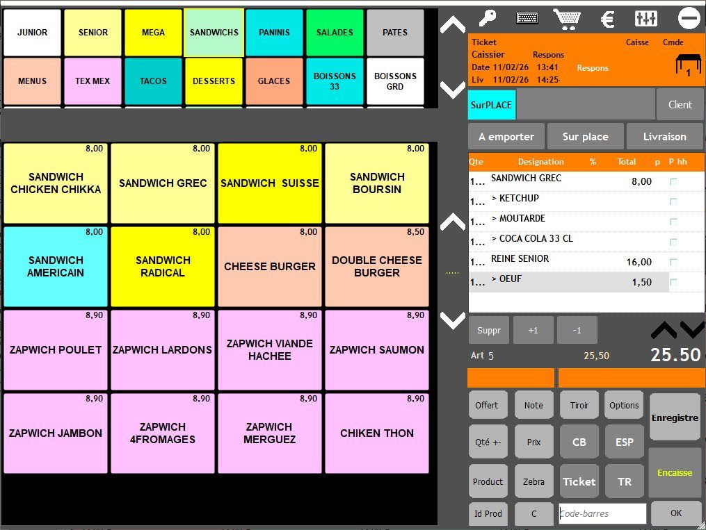 Interface de prise de commande OscarPOS